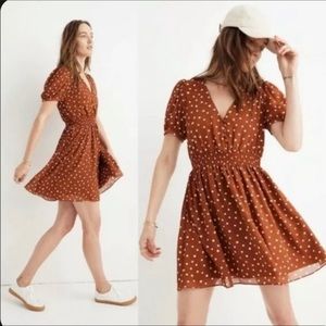 Madewell smocked waist polkadot mini dress